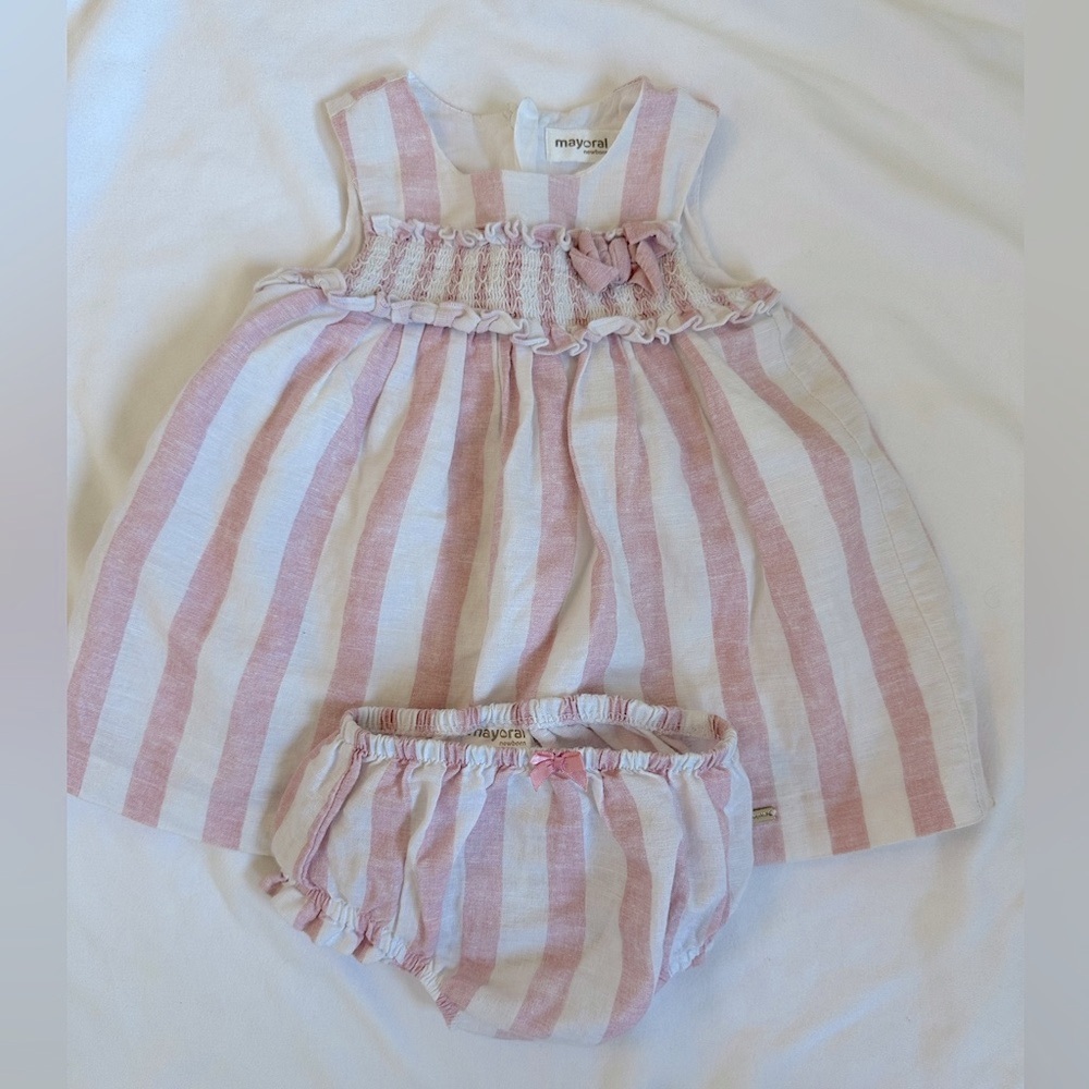 Mayoral Pink and White Striped Diaper Cover Set